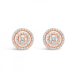 3 Row Diamond Pave Set Earrings In 18ct Rose Gold. Tdw 0.75ct